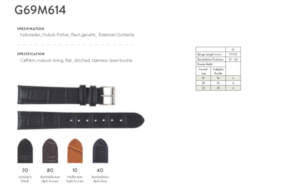 G69M614 leder uhrband von Österreich
